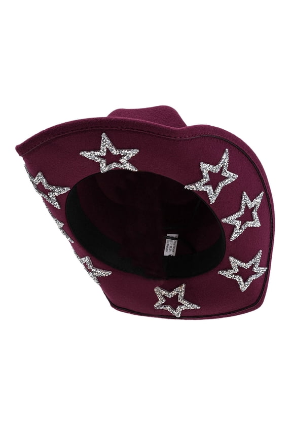 Sparkling Rhinestone Western Cowboy Hat Elegant Wide Brim Design For Party Wedding And Events One Size