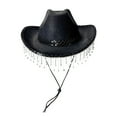 thumbnail image 1 of Fgnfyis Sparkling Sequin Tassel Cowboy Bowler Hat for Western Party Performance and Stage Shows Black One Size, 1 of 4