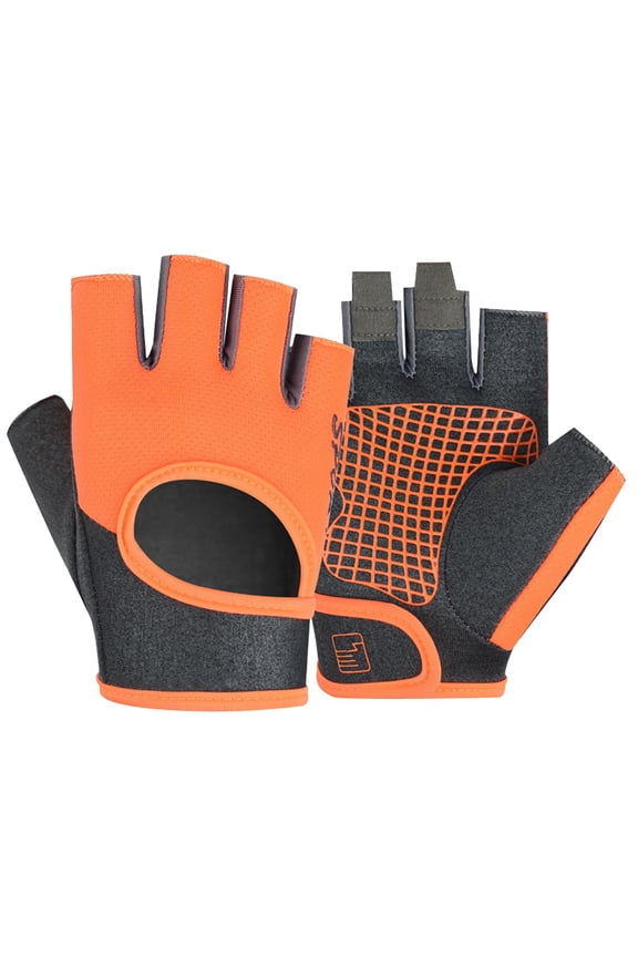 Sports Fitness Gloves Mittens - Half Finger Open Back Workout Handwear for Versatile Active Use Across Seasons Orange M