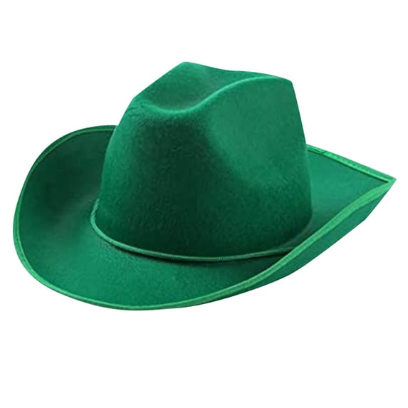 Fgnfyis St. Patrick's Day Green Brim Cowboy Hat Decoration Irish Party Cowboy Hats for Women Green