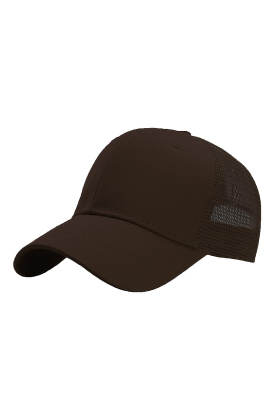 Structured Trucker Baseball Cap Adjustable Six Panel Design Bulk Pack Snapback Hat Coffee One Size