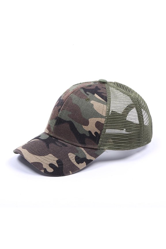 Structured Trucker Baseball Cap with Adjustable Fit and Breathable Mesh Back Panel Design Camouflage B