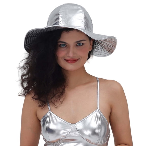 Fgnfyis Stylish Bucket Hat Outdoor Event Accessory Party Wear Versatile All Season Sun Silver one size