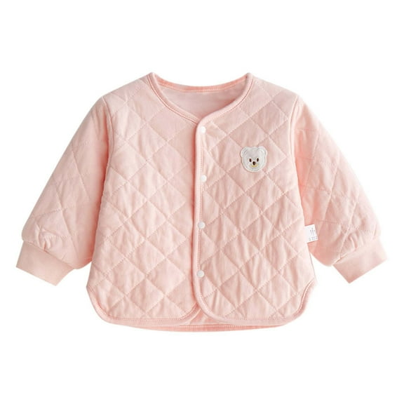 Fgnfyis Stylish Girls Down Coat Lightweight Winter Jacket with Button Front Fashion Outerwear for Cold Weather Pink 18-24 Months