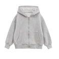 thumbnail image 1 of Fgnfyis Stylish Girls Hooded Zip Up Jacket Lightweight Outerwear Casual Pullover Coat for Youth Autumn Winter Fashion Warm Wear Grey 13-14 Years, 1 of 1