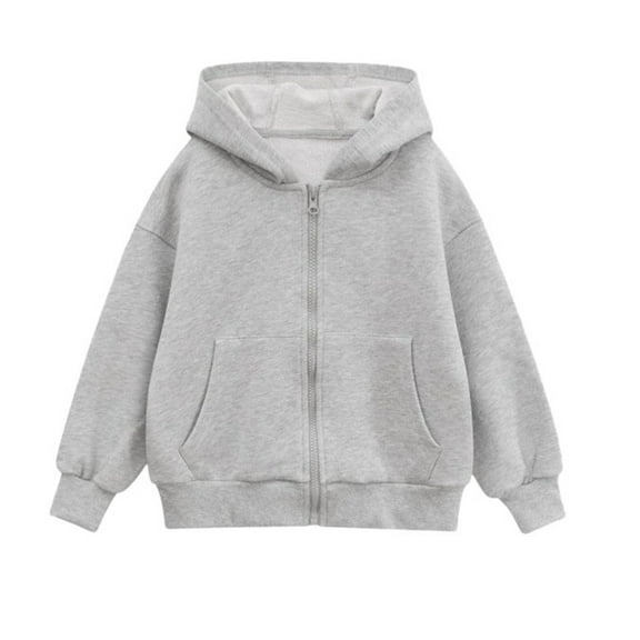 Fgnfyis Stylish Girls Hooded Zip Up Jacket Lightweight Outerwear Casual Pullover Coat for Teens Youth Autumn Winter Fashion Warm Wear Grey 9-10 Years