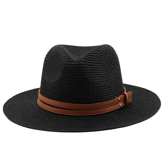 Fgnfyis Stylish Leather Strap Sun Hat for Outdoor Adventures and Casual Wear All Season Black M