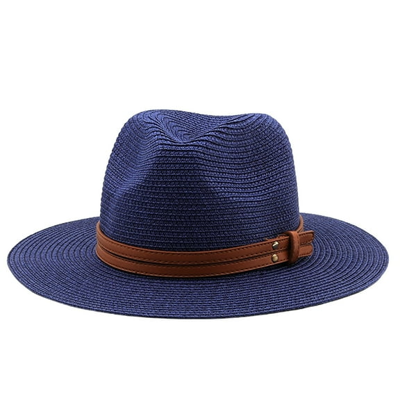 Fgnfyis Stylish Leather Strap Sun Hat for Outdoor Adventures and Casual Wear All Season Navy M