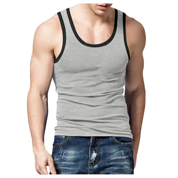 Fgnfyis Stylish Men's Tank Tops Casual Sports Vests Summer Undershirts for Active and Everyday Wear Tank Top for Men Grey M