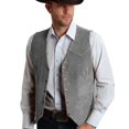 thumbnail image 1 of Fgnfyis Stylish Men's Tank Tops Casual Suede Retro V Neck Solid Pocket Button Leather Vest for Comfort and Sophistication Tank Top Men Grey XXL, 1 of 5
