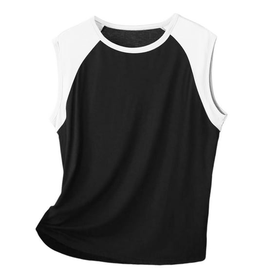 Fgnfyis Stylish Men's Tank Tops for Summer Color Block Design Round Neck Vest Lightweight Sports Wear Comfortable Sleeveless Fit for Active Tank Tops for Men White XXXXXL