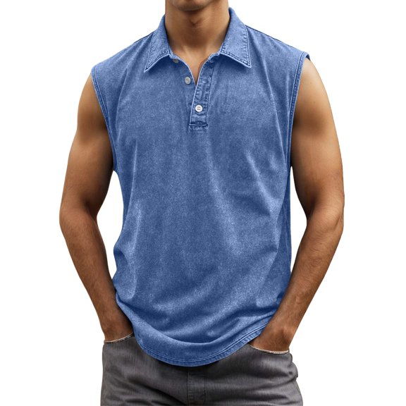 Fgnfyis Stylish Men's Tank Tops for Summer Fitness Casual Wear Sleeveless Breathable Lightweight Basic Tees for Everyday Activities Mens Tops Blue XXXXXL