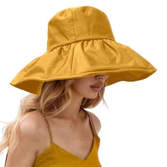 Fgnfyis Stylish UPF50  Sun Hat for Women Outdoor Summer Beach Travel and Daily Use Yellow One Size