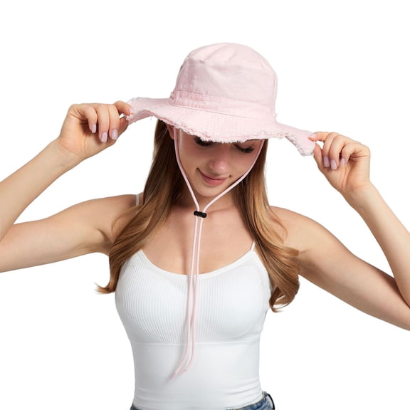 Fgnfyis Stylish Unisex Bucket Hat with Soft Brim Summer Sun Outdoor Casual Daily Wear Fashion Accessory for Men and Women Pink One Size