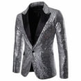 thumbnail image 1 of Fgnfyis Suit Jacket for Men Button Top Mens Casual Fit Suit One Charm Coat Sequin Party Mens Coats for Nightclub Jackets for Men Grey XXL, 1 of 4