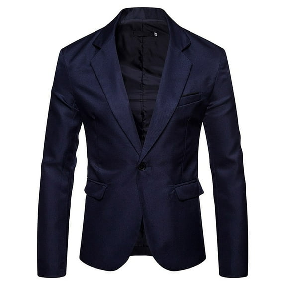 Fgnfyis Suit Jacket for Men Mens Solid Color Casual Small Suit with Slit for Wedding Banquet and Jackets for Men Navy M