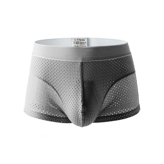 Fgnfyis Summer Breathable High End Men's Ice Silk Flat Corner Underwear Breathable Mesh Fashion Large Size Shorts Four Corner Pants Men's Underwear Briefs Grey XXL