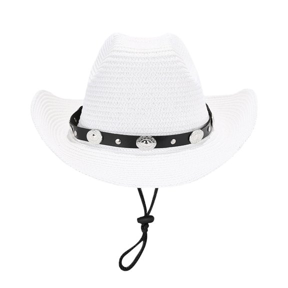 Fgnfyis Summer Holiday Fashion Casual Style Sun Hat Outdoor Shade Cowboy Cap with Lanyard White One Size