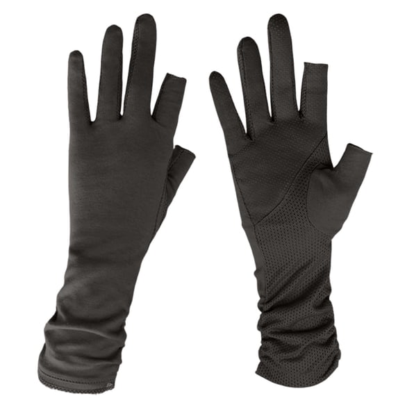 Fgnfyis Summer Lightweight Mid Length Gloves for Women Driving Cycling Sunscreen Touchscreen Breathable Mittens Black