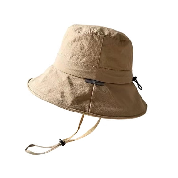 Fgnfyis Summer Outdoor Sun Bucket Hat Wide Brim Lightweight Travel Fishing Headwear For Men And Women Khaki One Size
