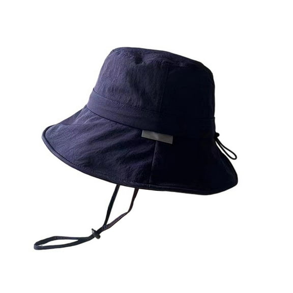 Fgnfyis Summer Outdoor Sun Bucket Hat Wide Brim Lightweight Travel Fishing Headwear For Men And Women Navy One Size