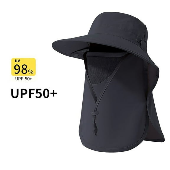 Fgnfyis Summer Sun Wide Brim Hat With Cape For Women Outdoor UPF50  Fishing Hiking Beach Garden Detachable Neck Cover Black One Size