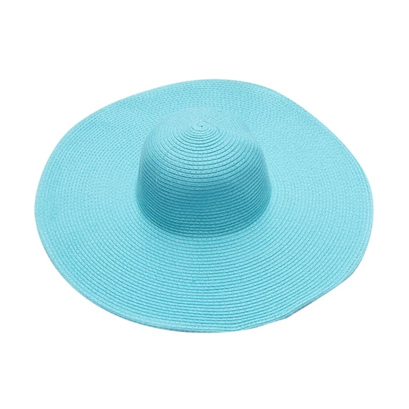 Fgnfyis Summer Wide Brim Straw Beach Hat for Women & Little Girl, Foldable Ladies Sun Cap - Hats for Women Sky Blue