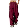 thumbnail image 1 of Fgnfyis Sweatpants For Girls White Cargo High Waist Loose Fit Jogger Trousers Summer Casual Girl Pants Wine 15-16 Years, 1 of 4