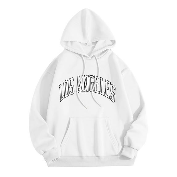 Fgnfyis Male and Womale Letter Graphic Hooded Print Round Neck Long Sleeve Sweatshirt Tops Mens Hoodie White_002 L