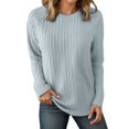 thumbnail image 1 of Fgnfyis T Shirts For Women Women Fall Casual Long Sleeve Loose Fit Textured Knit Round Neck Top Comfortable Soft Breathable Everyday Basic Tee Long Sleeve Tops For Women Grey XL, 1 of 5