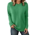 thumbnail image 1 of Fgnfyis T Shirts For Women Women Fall Casual Long Sleeve Loose Fit Textured Knit Round Neck Top Comfortable Soft Breathable Everyday Basic Tee Long Sleeve Tops For Women Green M, 1 of 5
