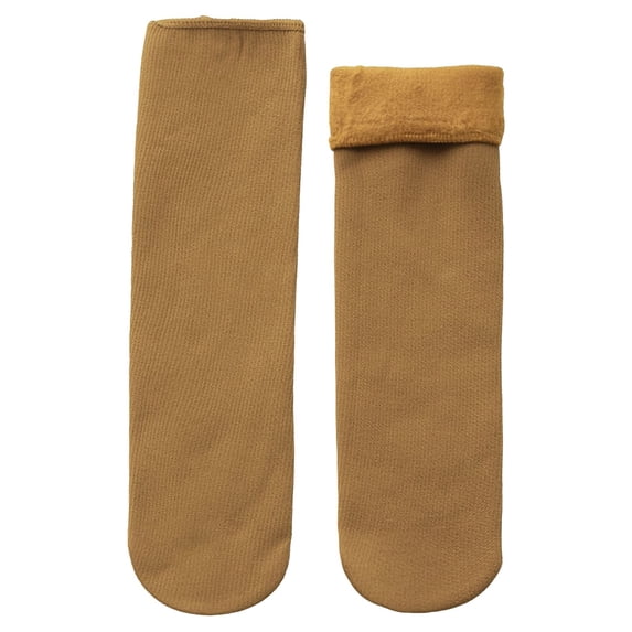 Fgnfyis Thermal Socks for Women and Men Lined Soft Velvet Slim Warm Snow Socks Winter Socks with Vertical Yellow One Size