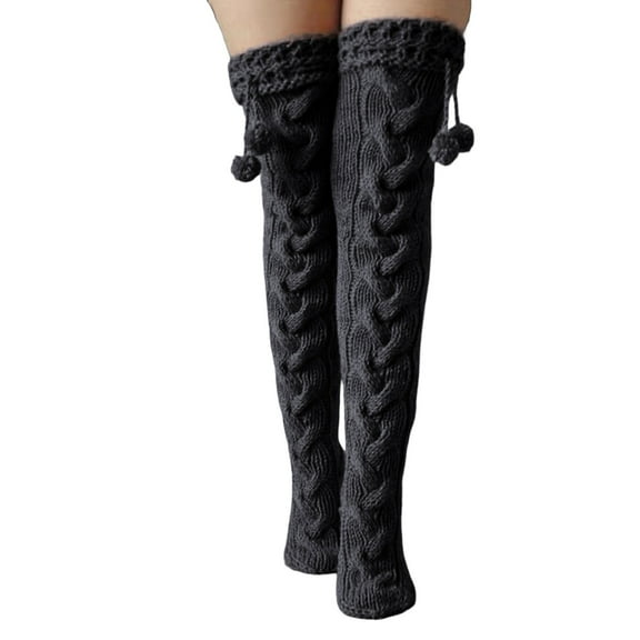 Fgnfyis Thick Woolen Knee High Socks Winter Warm Leg Cover Home Pants Leg Warmers Fashion Soft Stretch for Indoor Wear Black