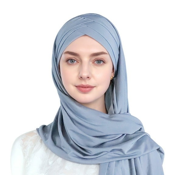 Fgnfyis Three Layer Brim Head Scarf Turban Wrap Cap for Women Hijab Head Covering and Modern Design Scarf for Women Grey