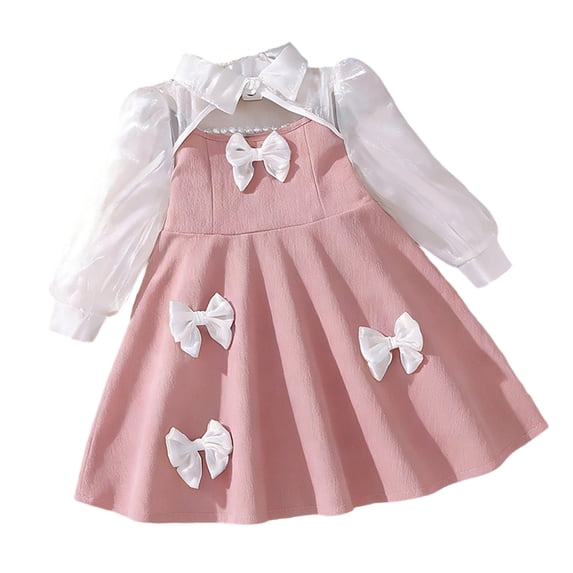 Fgnfyis Toddler Girl Dresses Fashion Long Sleeve Tutu Bow Elegant Layered Party Toddler Kids Little Girl Dresses Pink 3-4 Years