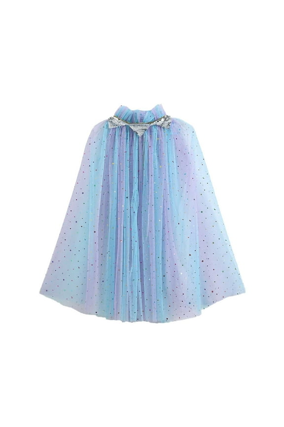 Toddler Girls Elegant Lace Up Cape Robe Holiday Party Dress Up Play and Party Wear Blue 2-10 Years