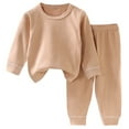 thumbnail image 1 of Fgnfyis Toddler Girls Stylish Outfits Set Cozy Long Sleeve Layering Top and Bottom for Autumn Spring Everyday Homewear Brown 6-7 Years, 1 of 3