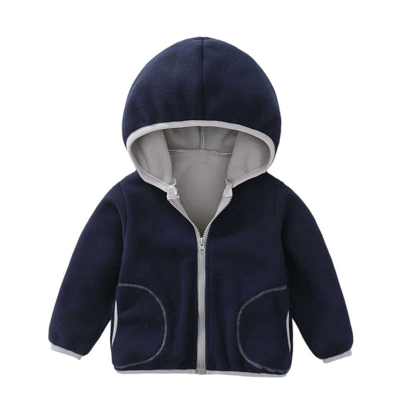 Fgnfyis Toddler Girls Windproof Hooded Patchwork Jacket Warm Soft Outerwear for Everyday Casual Wear Comfortable Kids Coats Navy 1-2 Years