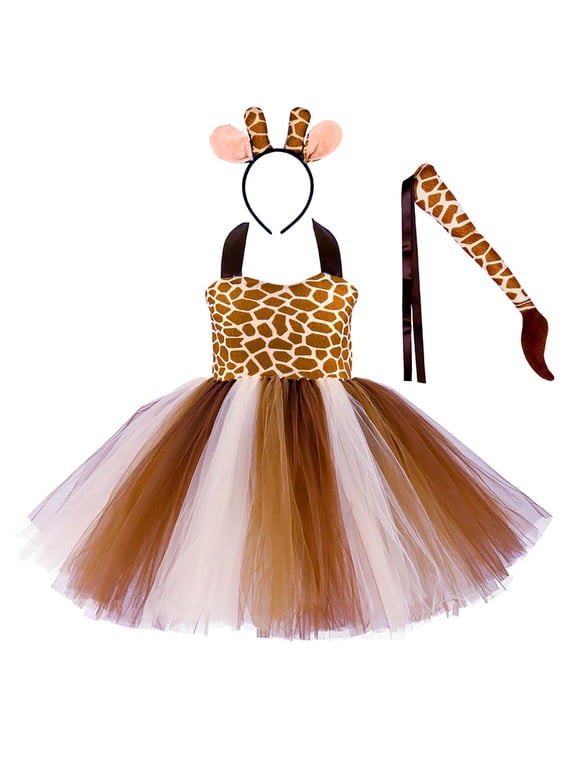 Toddler Summer Dress Christmas Leopard Cow Performance Animal Tutu Party Girls Dress 1-2 Years