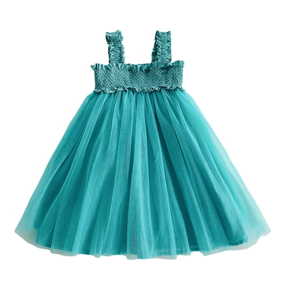 Fgnfyis Toddler Summer Dress Fashion Pure Mesh Lace Sleeveless Holiday Party Tutu Girls Summer Dress Light Blue 18-24 Months