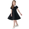 thumbnail image 1 of Fgnfyis Toddler Princess Dress Classic School Style Color Contrast Short Sleeve Girls Summer Dress Black 7-8 Years, 1 of 9