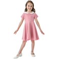 thumbnail image 1 of Fgnfyis Toddler Princess Dress Classic School Style Color Contrast Short Sleeve Girls Summer Dress Pink 5-6 Years, 1 of 9