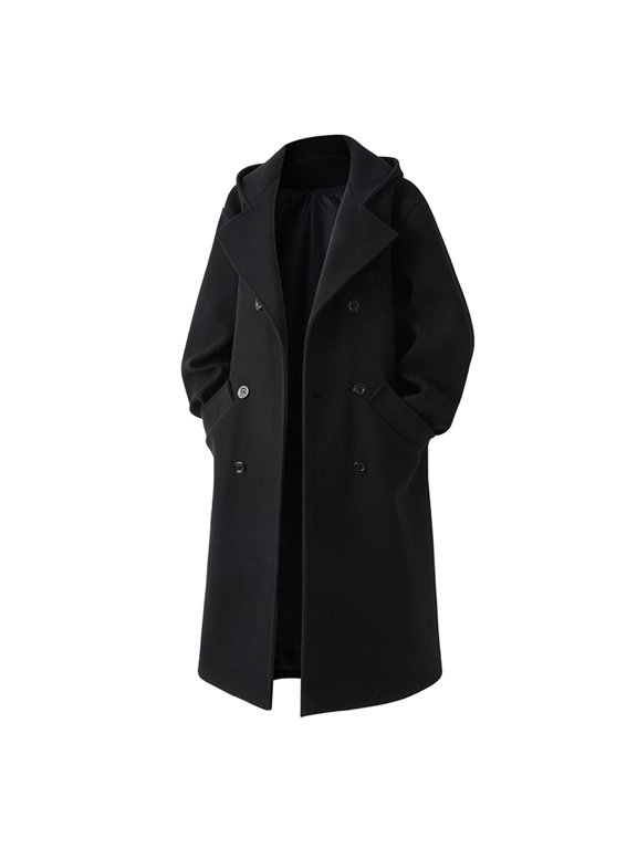 Trench Coat Men Long Overcoat Classic British Style Autumn Winter Warm Anorak Outerwear Wool Blend for Gentlemen Mens Jackets Black XXXL