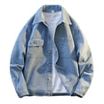 thumbnail image 1 of Fgnfyis Trench Coat Men Mens Casual Solid Color Denim Jacket Lightweight Comfortable Outerwear for Everyday Wear Mens Jacket Light Blue XL, 1 of 4