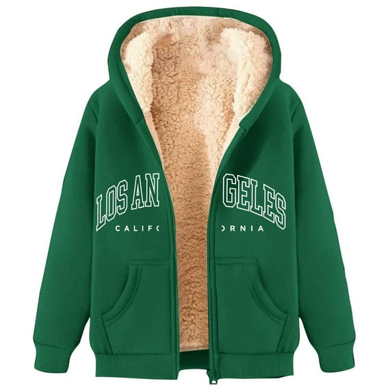Fgnfyis Unisex Casual Print Hooded Coat with Zipper Pocket Lined Long Sleeve Jacket for Autumn Winter Sports and Outdoor Wear Green M