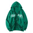 thumbnail image 1 of Fgnfyis Unisex Print Zip Up Hoodies Hop Style Street Fashion Drawstring Jacket with Hood for 90s E Girl Top and Casual Outerwear Green M, 1 of 6