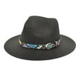 thumbnail image 1 of Fgnfyis Unisex Retro Western Cowboy Bucket Hat for Adults with Leather Belt Wide Brim Straw Riding Cap Black One Size, 1 of 2
