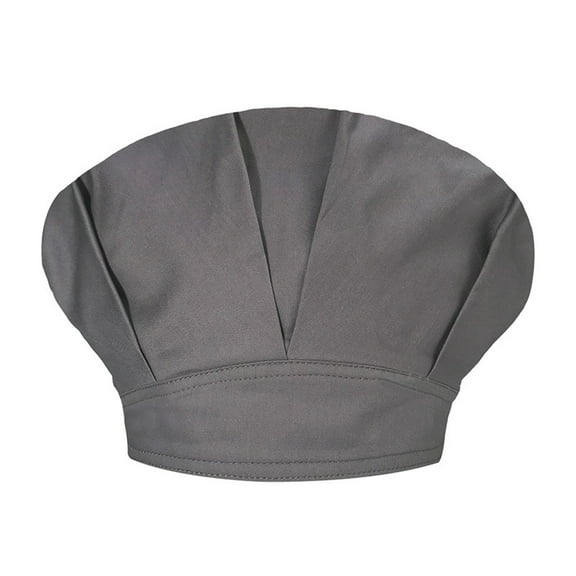 Fgnfyis Unisex Solid Color Chef Hat Oil Proof Kitchen Catering Bouffant Cap Dark Gray One Size