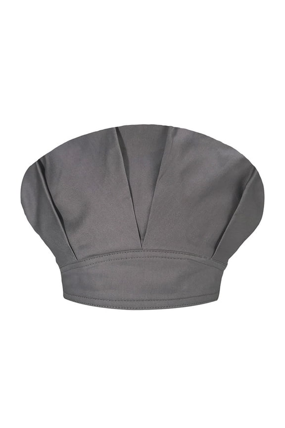 Unisex Solid Color Chef Hat Oil Proof Kitchen Catering Bouffant Cap Dark Gray One Size