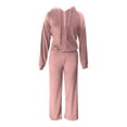 thumbnail image 1 of Fgnfyis Velvet Tracksuit for Girls Cozy Fall Winter Outfit with Hooded Sweatshirt and Jogger Pants Casual 2Piece Athletic Wear Pink 8-9 Years, 1 of 6